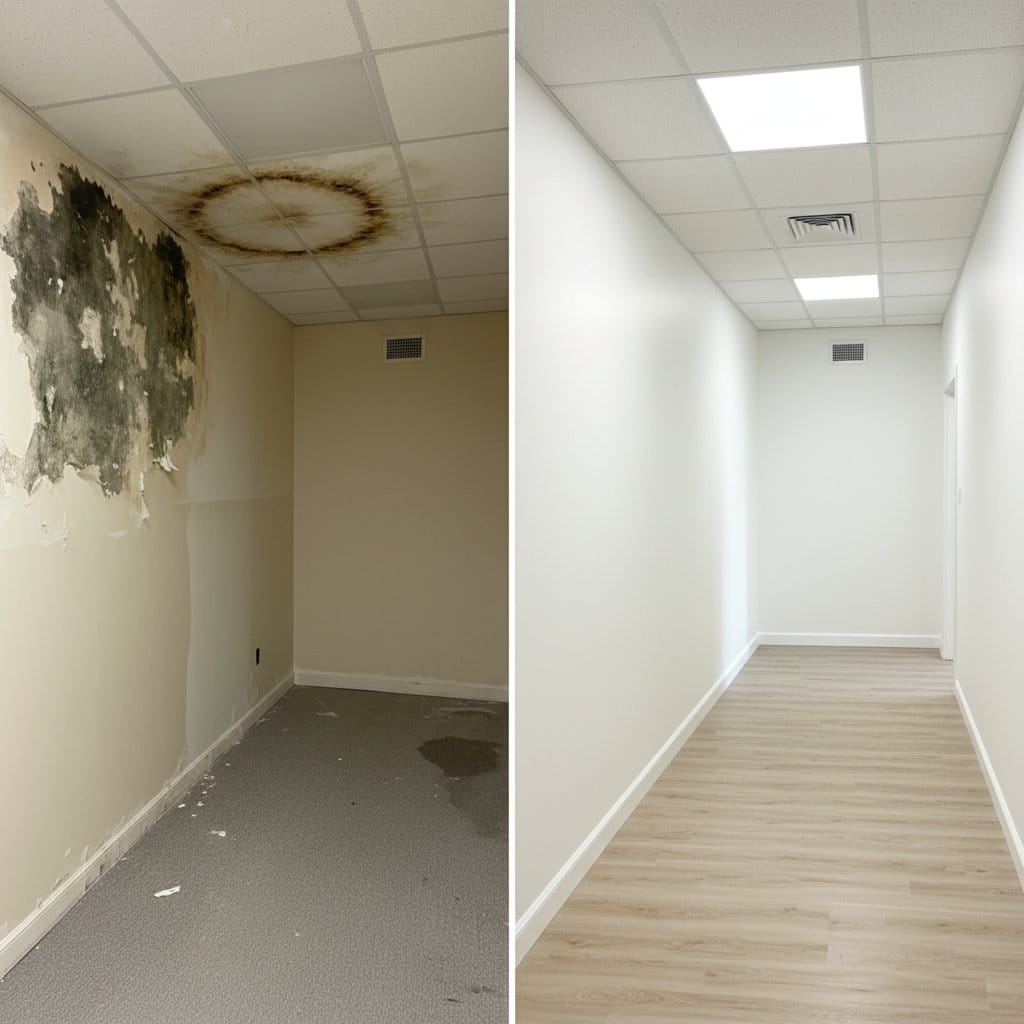 Mold Testing & Lab Reporting restoration — commercial office space of Tudor home in Woodcliff Lake, NJ