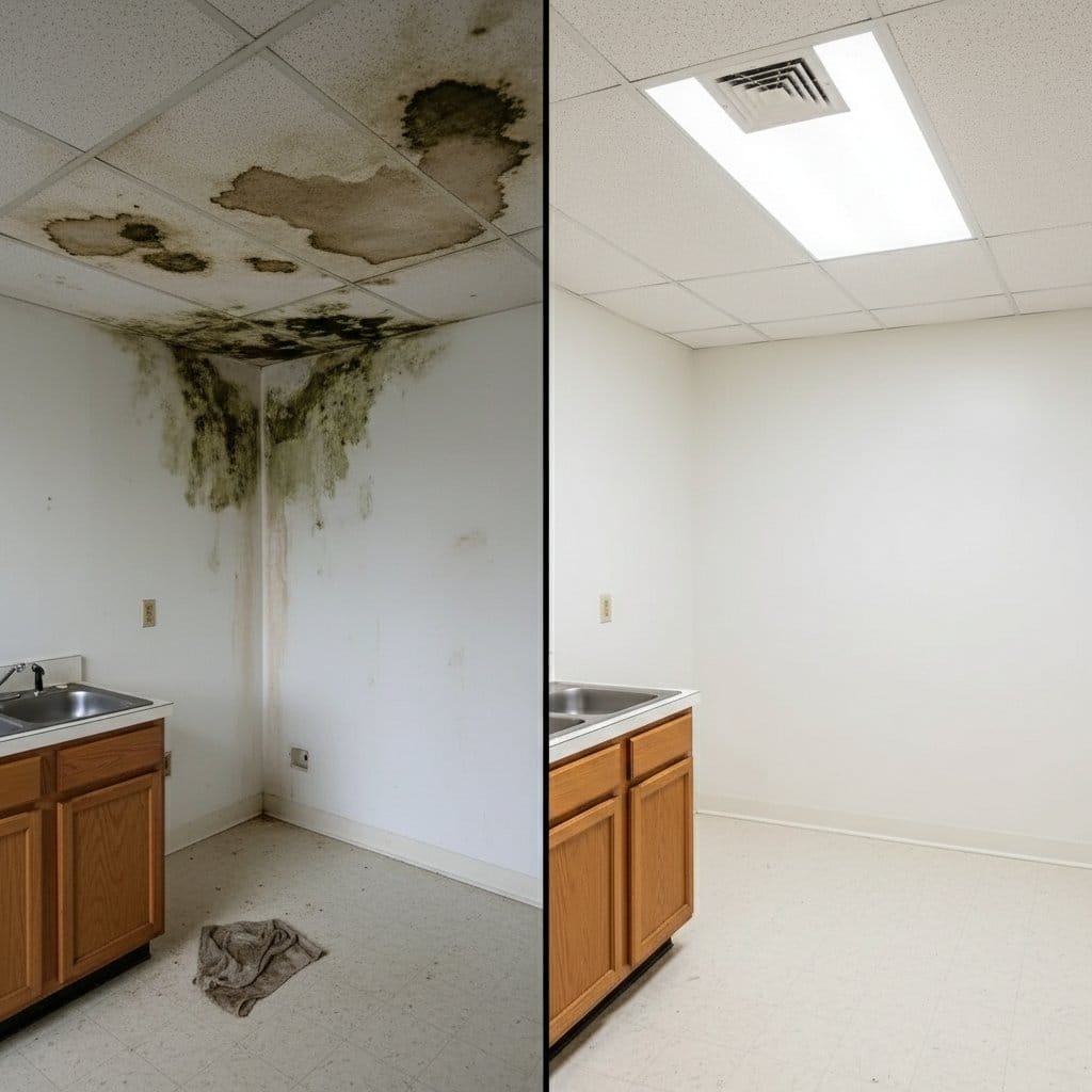 Basement & Foundation Mold Removal restoration β home kitchen of two-story residence in Woodcliff Lake, NJ